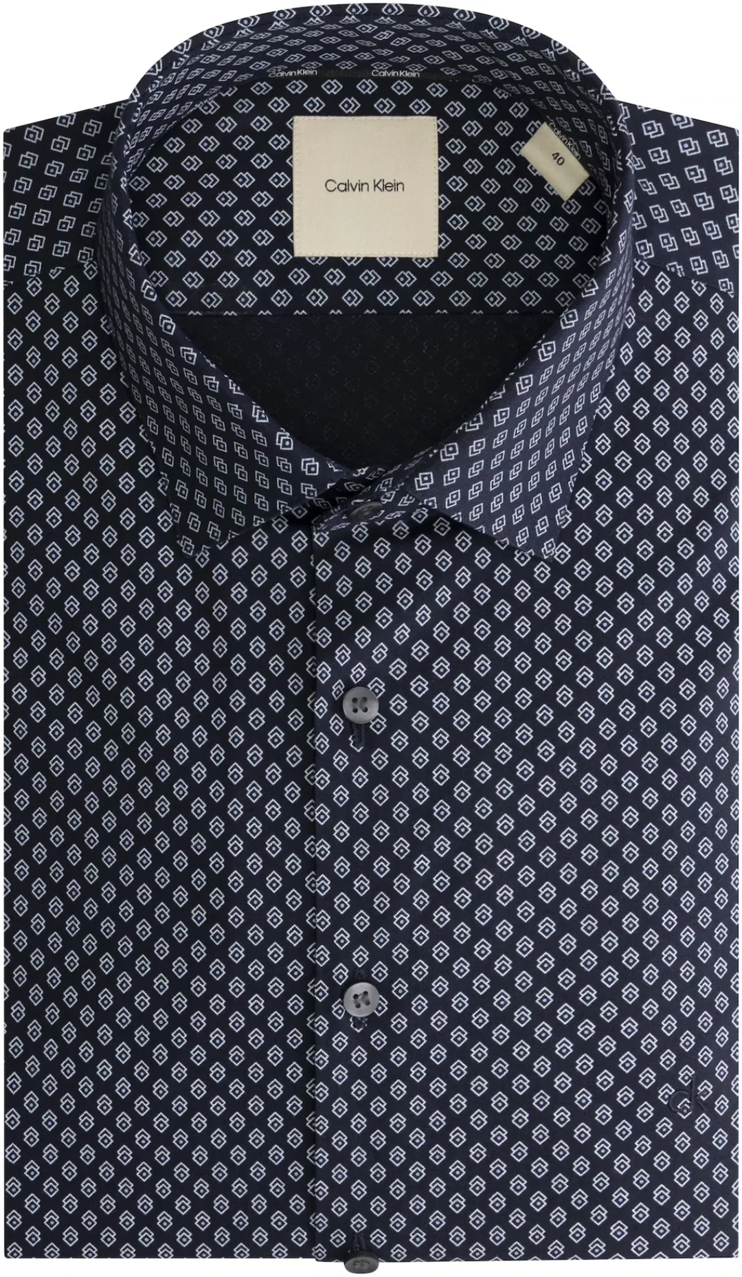 Calvin Klein Langarmhemd "POPLIN 2TONES PRINT SLIM SHIRT", mit Logostickere günstig online kaufen