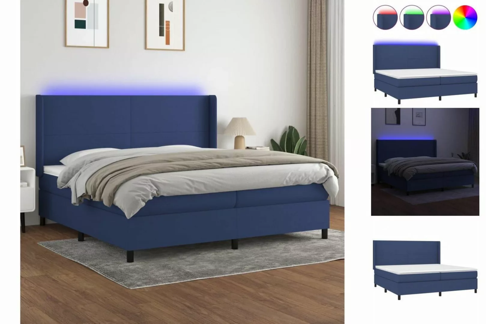 vidaXL Boxspringbett Boxspringbett mit Matratze und LED Stoff (200 x 200 cm günstig online kaufen