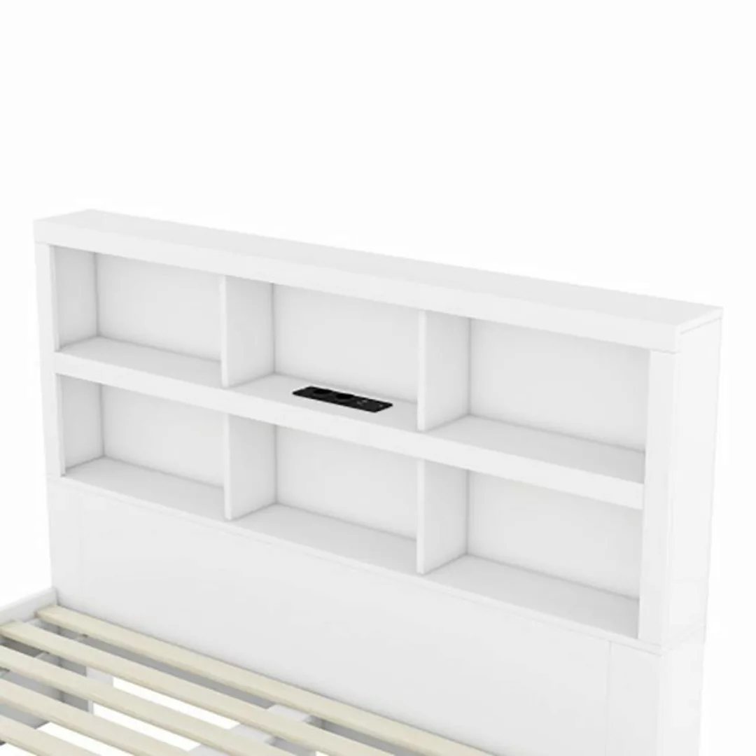 Sweiko Holzbett, 160*200cm Doppelbett mit 6 Staufächern, USB-Steckdose und günstig online kaufen