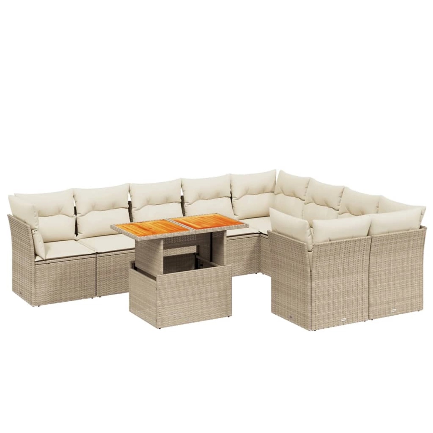 vidaXL 10-tlg Garten-Sofagarnitur mit Kissen Beige Poly Rattan Modell 244 günstig online kaufen