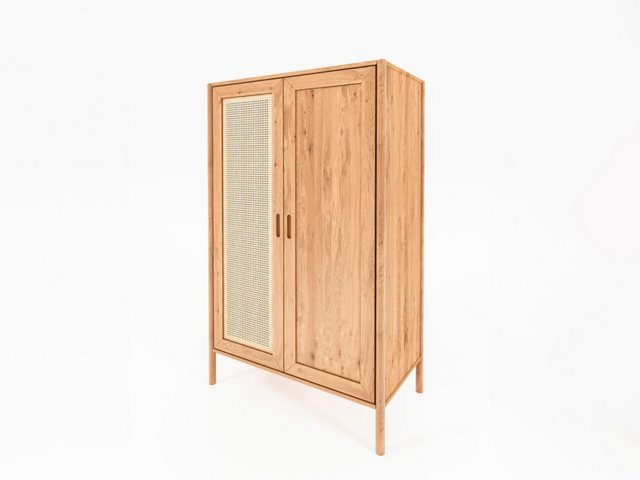 Natur24 Kleiderschrank Kleiderschrank Zola Wildeiche massiv mit Rattan 108x günstig online kaufen