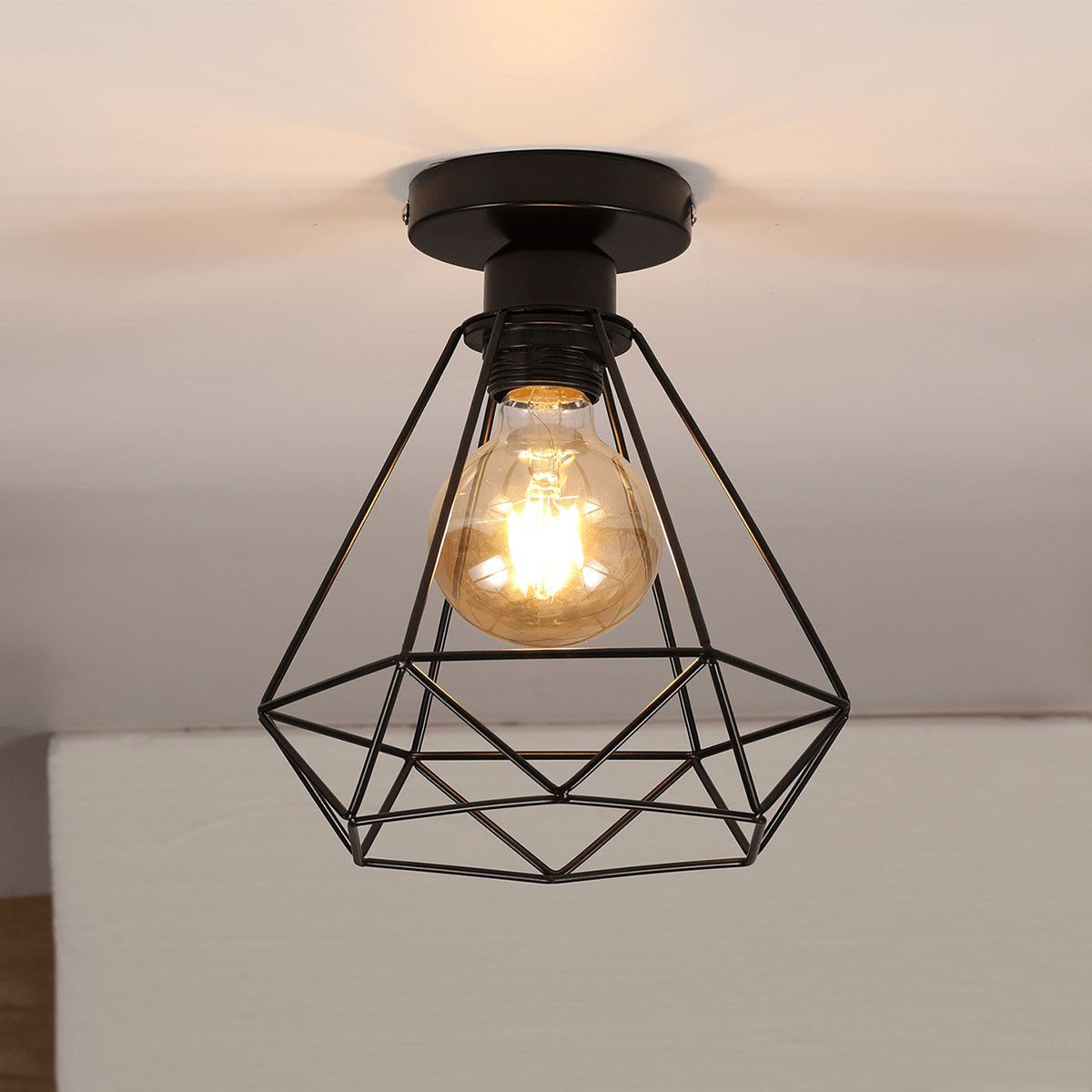 oyajia LED Deckenleuchte Schwarz Diamantform Deckenlampe, günstig online kaufen