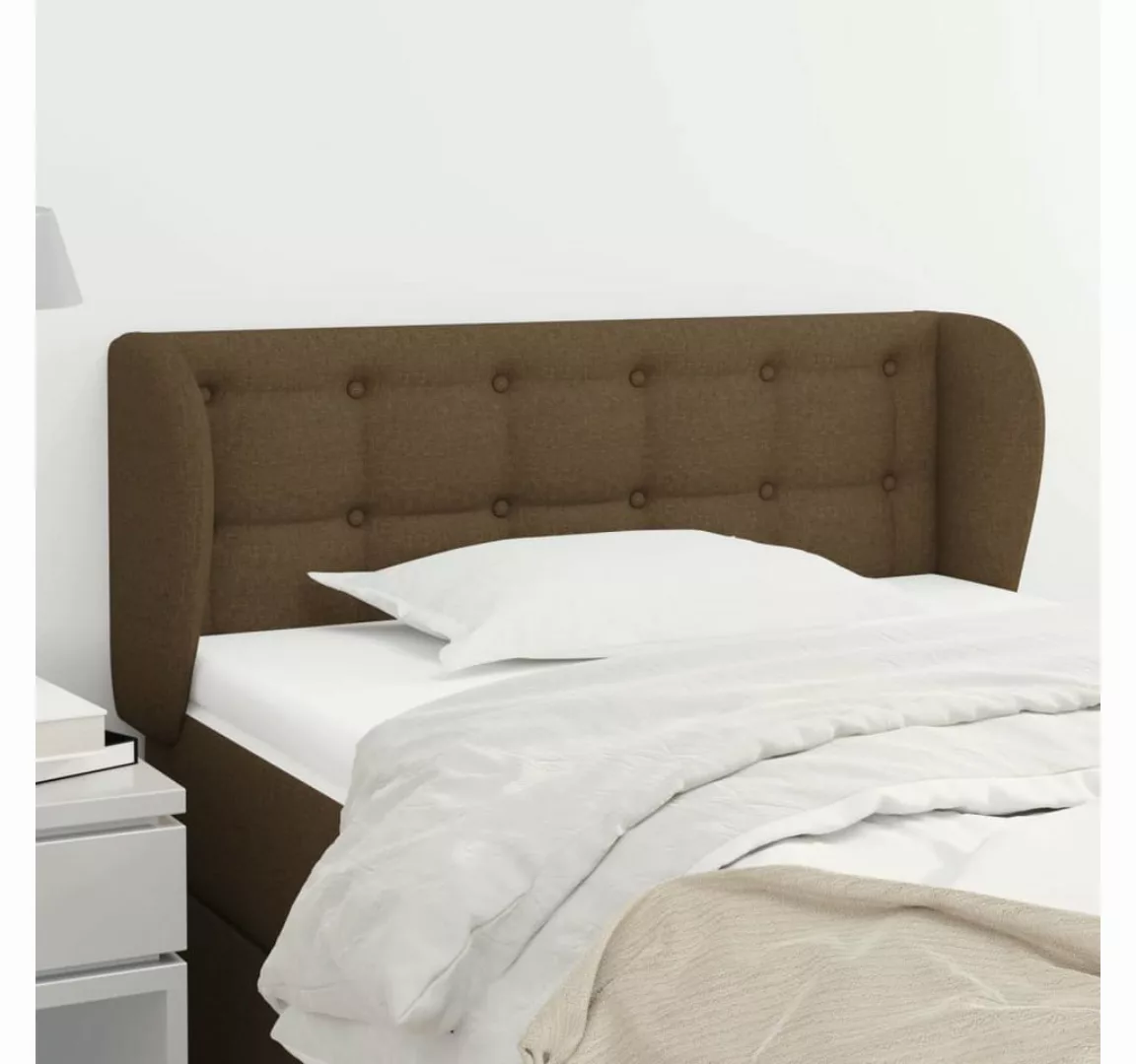 vidaXL Bett, Kopfteil mit Ohren Dunkelbraun 83x23x78/88 cm Stoff günstig online kaufen