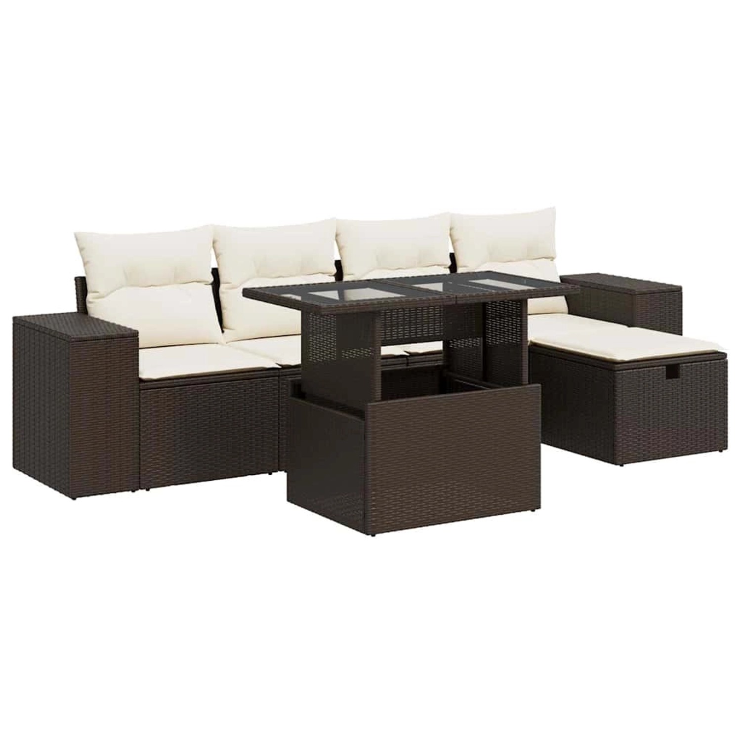 vidaXL 6-Tlg Garten-Sofagarnitur mit Kissen Braun Poly Rattan 3327933 günstig online kaufen