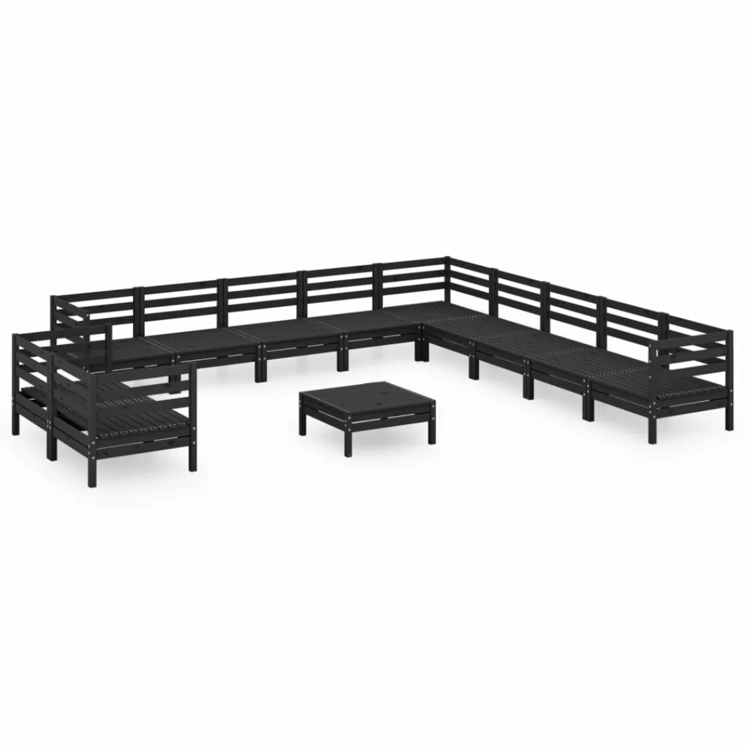 12-tlg. Garten-lounge-set Massivholz Kiefer Schwarz günstig online kaufen