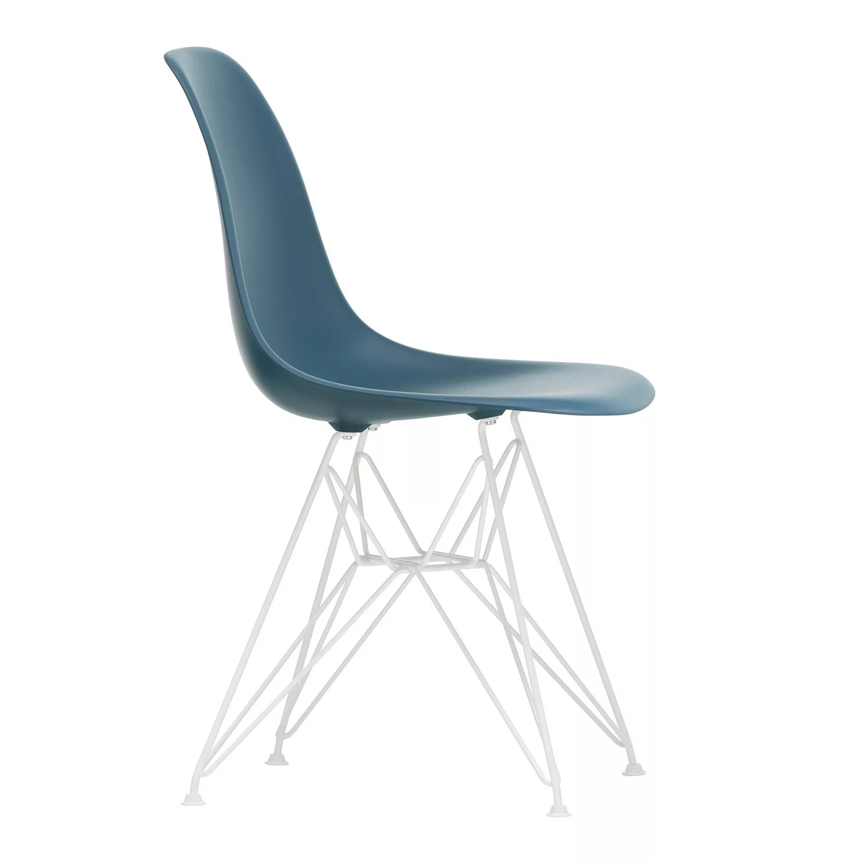 Vitra - Eames Plastic Side Chair DSR Gestell weiß - meerblau/Sitzschale Pol günstig online kaufen