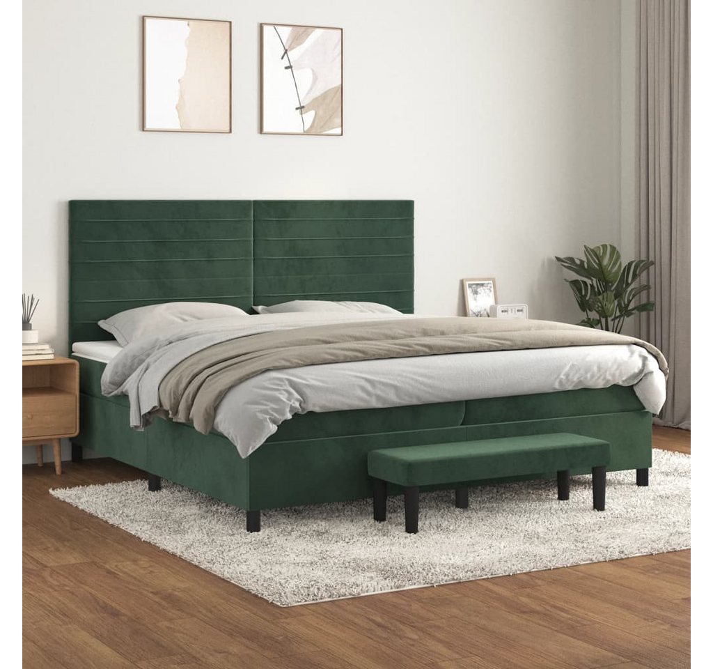 vidaXL Boxspringbett Boxspringbett mit Matratze Dunkelgrün 200x200 cm Samt günstig online kaufen