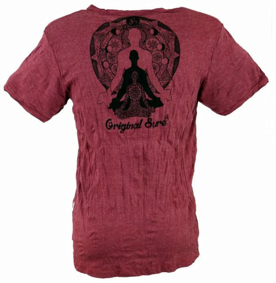 Guru-Shop T-Shirt Sure Herren T-Shirt Meditation Buddha - bordeaux Goa Styl günstig online kaufen