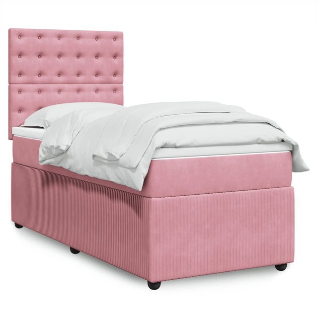 vidaXL Boxspringbett, Boxspringbett mit Matratze Rosa 90x200 cm Samt günstig online kaufen