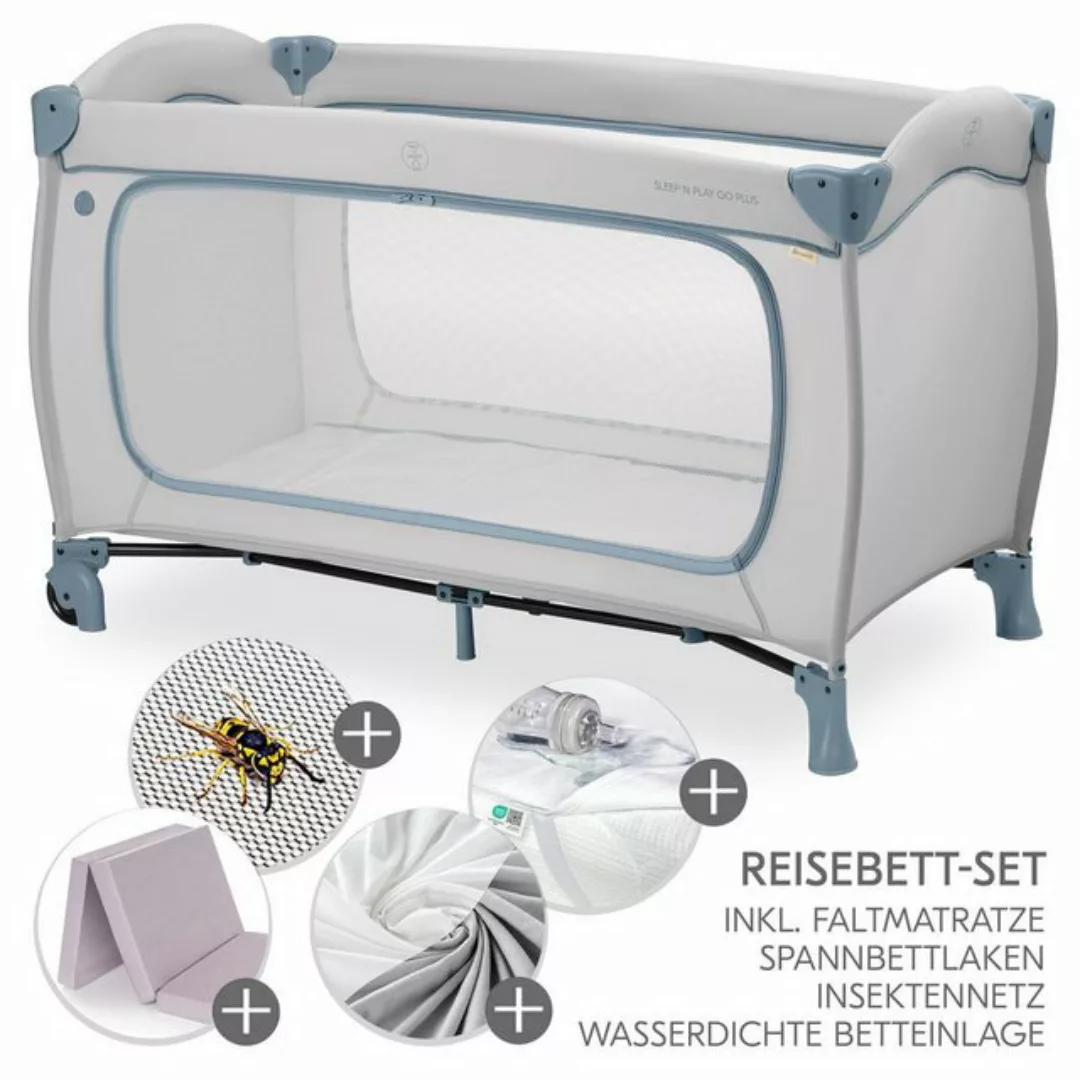 Hauck Baby-Reisebett Sleep N Play Go Plus XXL Set - Dusty Blue, Kinder Reis günstig online kaufen