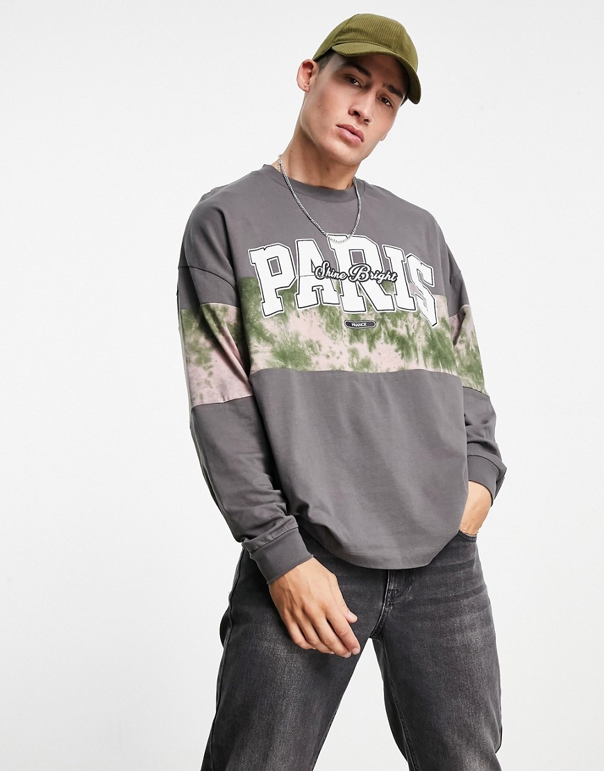ASOS DESIGN – Langärmliges Oversize-Shirt mit Batik-Farbblockdesign und Par günstig online kaufen