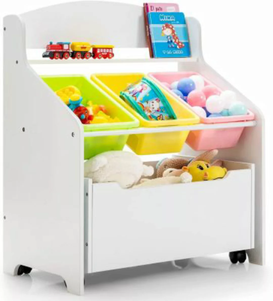 COSTWAY® Spielzeugregal mit Aufbewahrungsboxen weiß günstig online kaufen