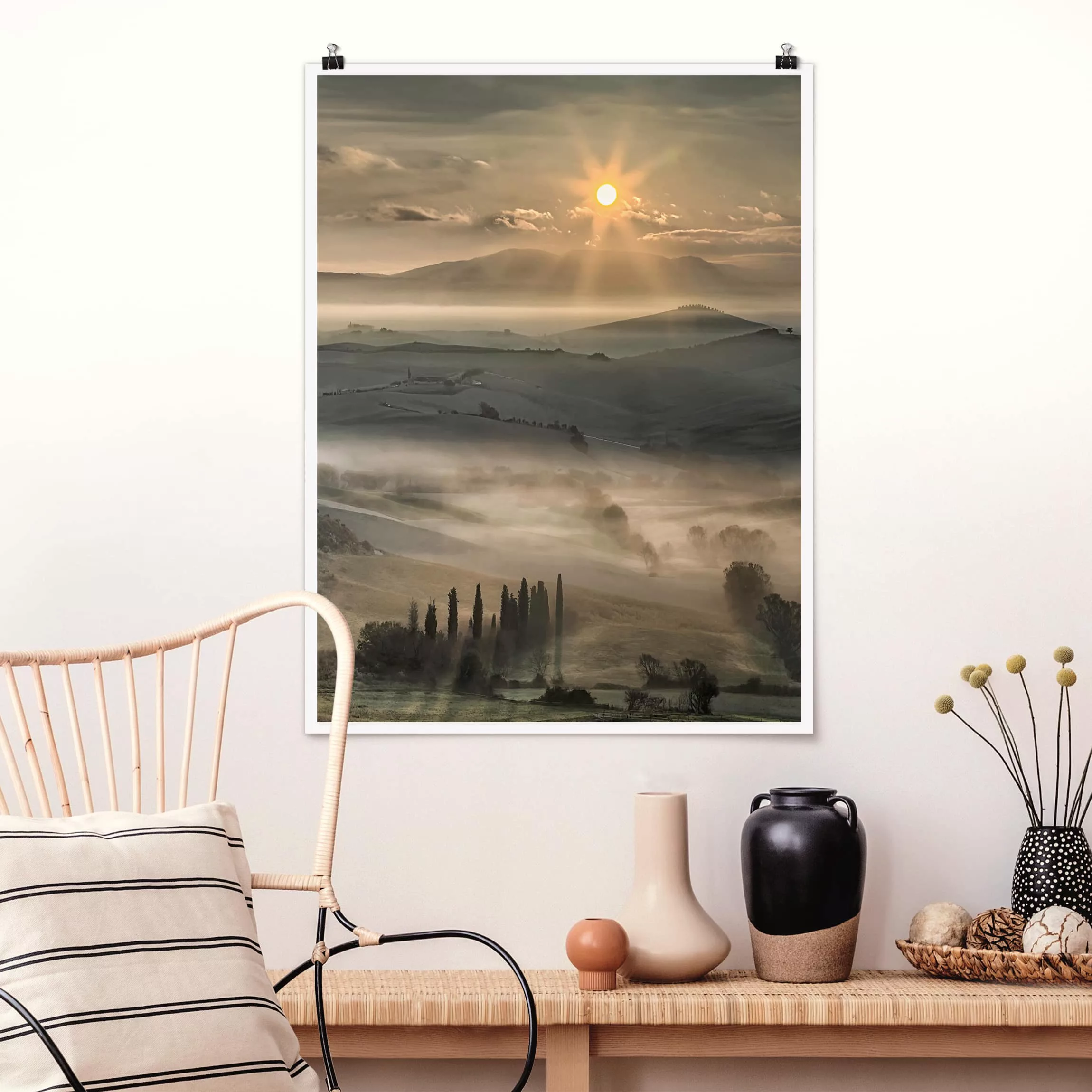 Poster Natur & Landschaft - Hochformat Toskana-Morgen günstig online kaufen