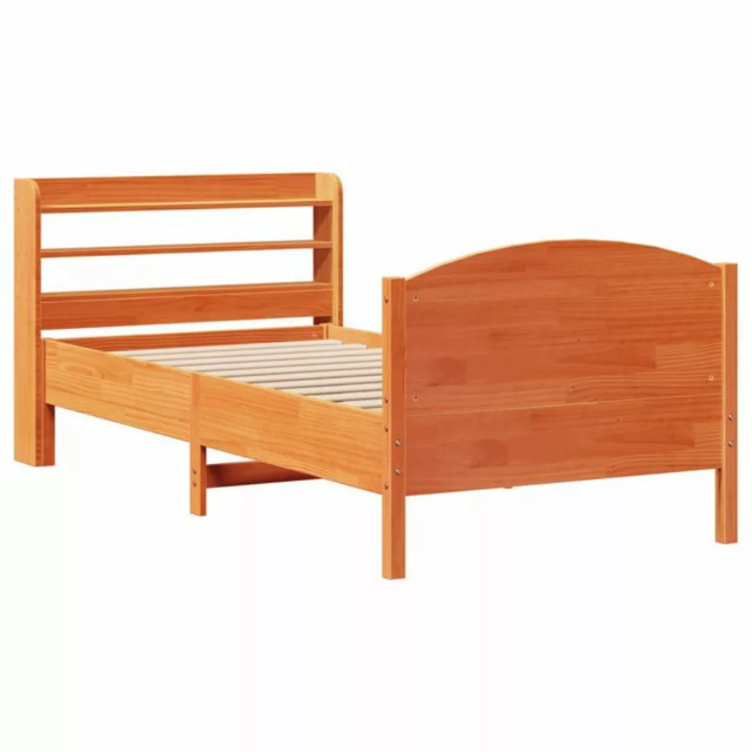 vidaXL Bett Massivholzbett ohne Matratze Wachsbraun 75x190 cm Kiefernholz günstig online kaufen