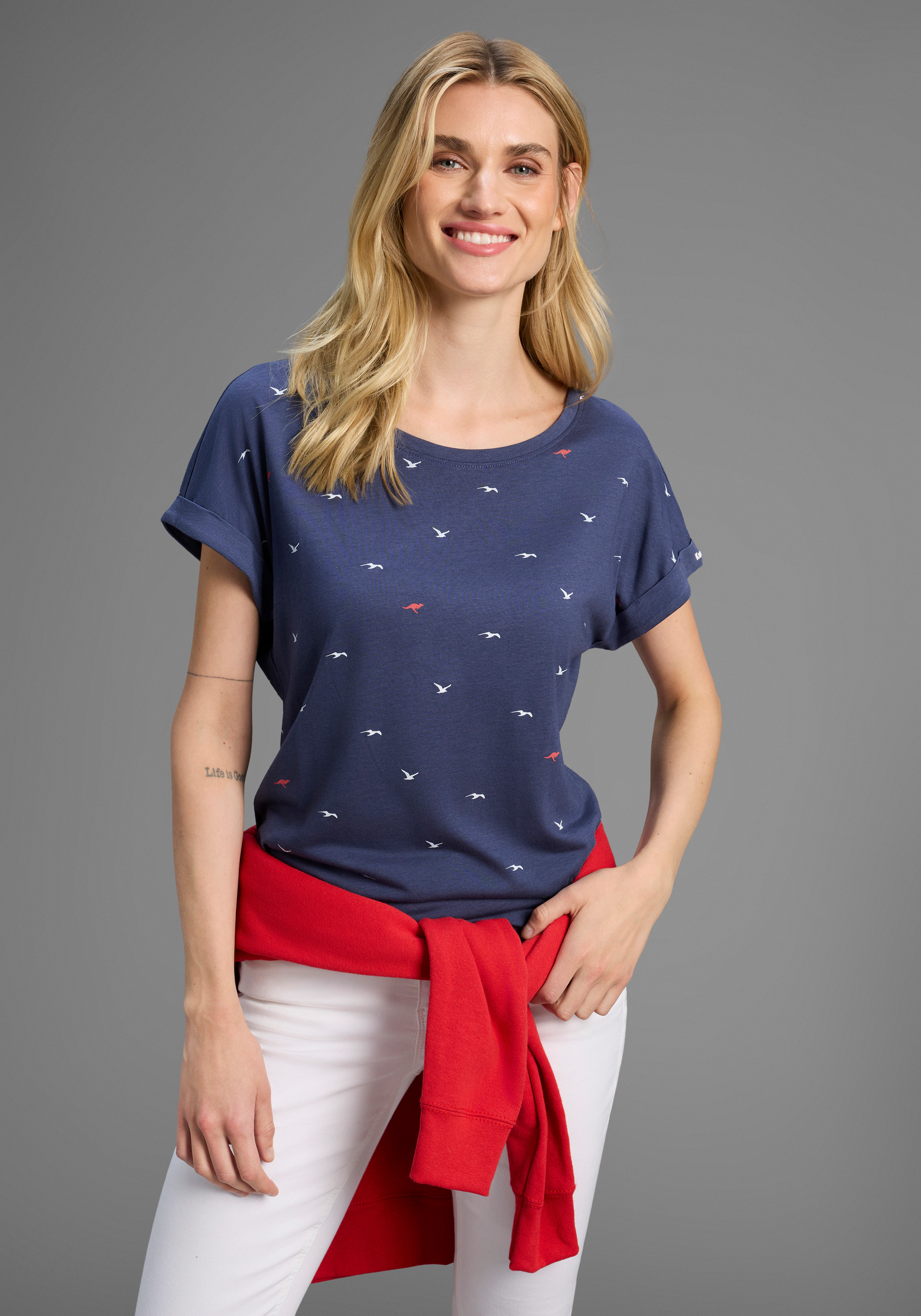 KangaROOS Print-Shirt, kurzärmelig, figurumspielend, mit Print, mit Rundhal günstig online kaufen