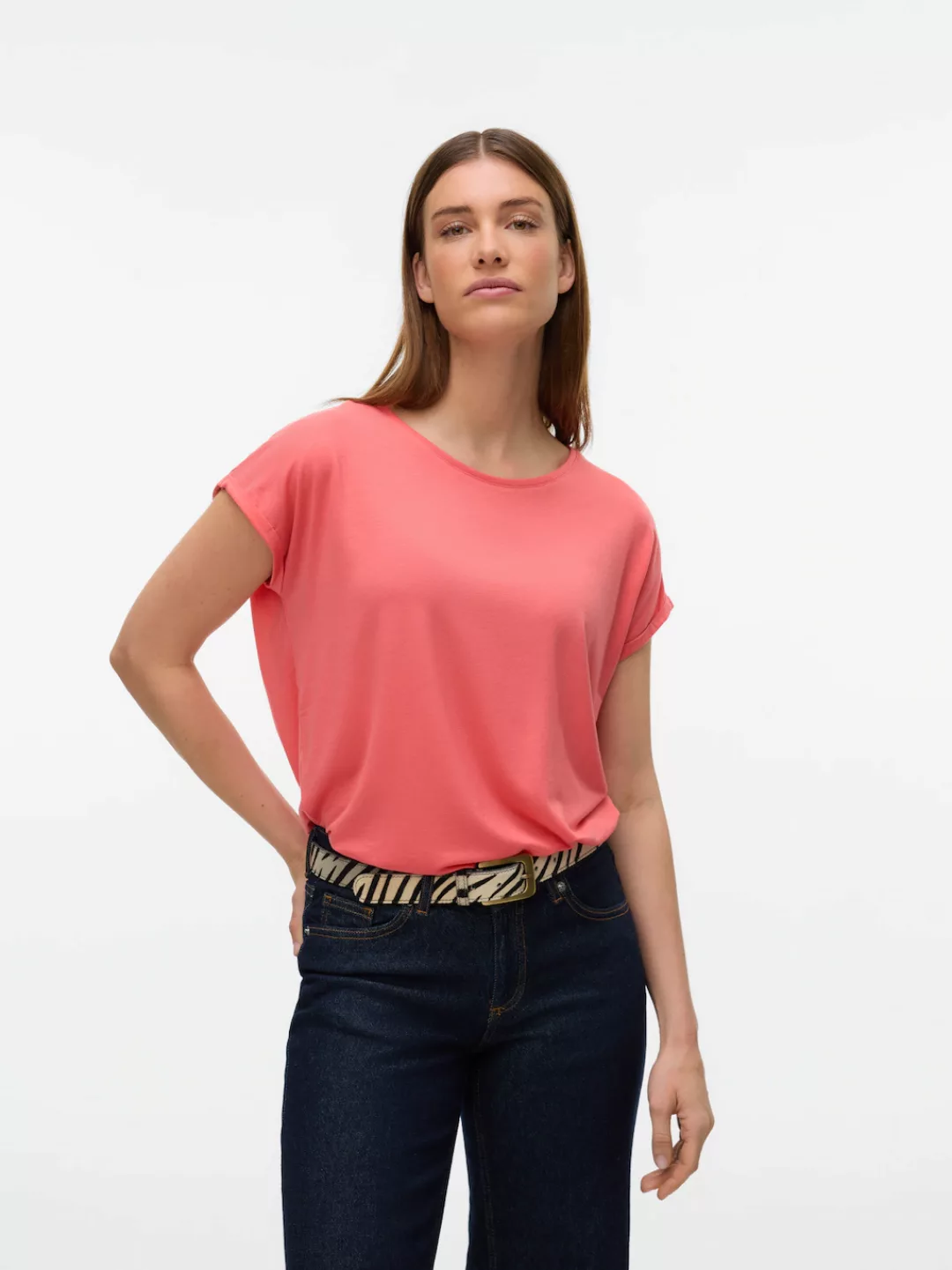 Vero Moda Rundhalsshirt "VMAVA PLAIN SS TOP GAJRS NOOS" günstig online kaufen