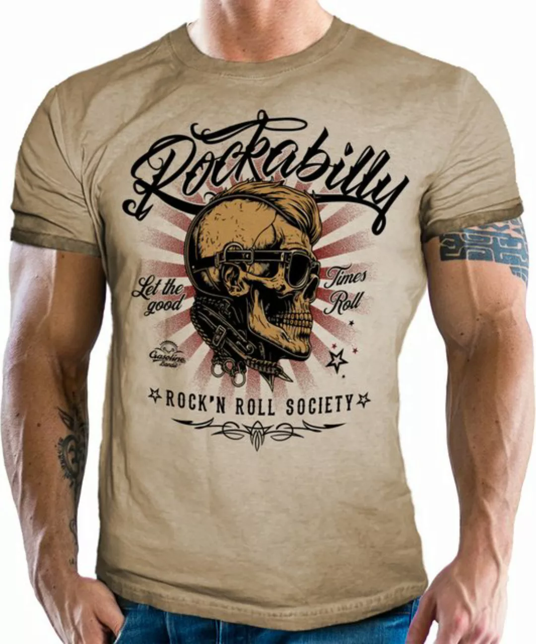 GASOLINE BANDIT® T-Shirt im Retro Used Look für Rockabilly Fans: Rock'n Rol günstig online kaufen