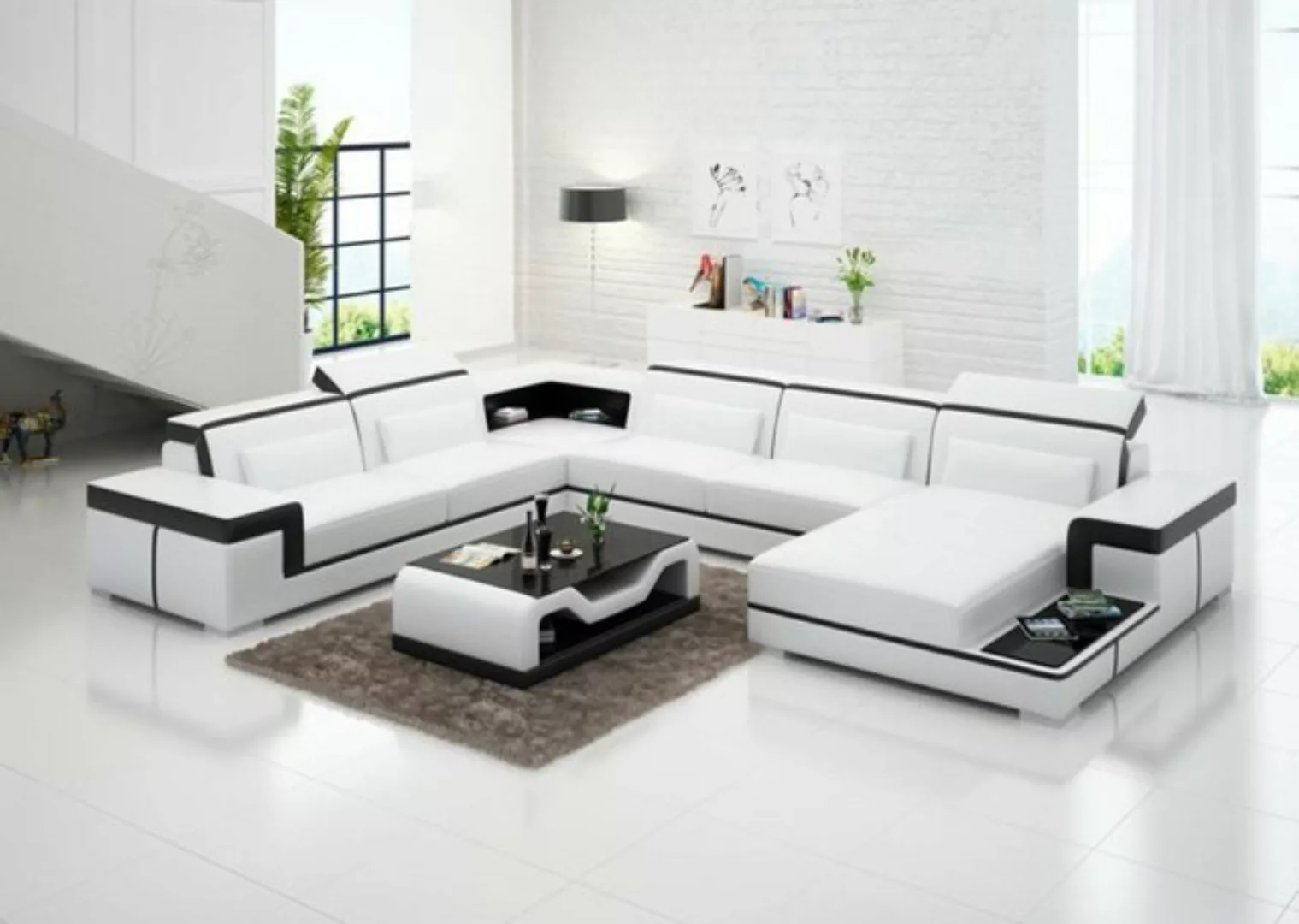 JVmoebel Ecksofa Sofa U-Form Ledersofa Couch Wohnlandschaft Garnitur, Made günstig online kaufen