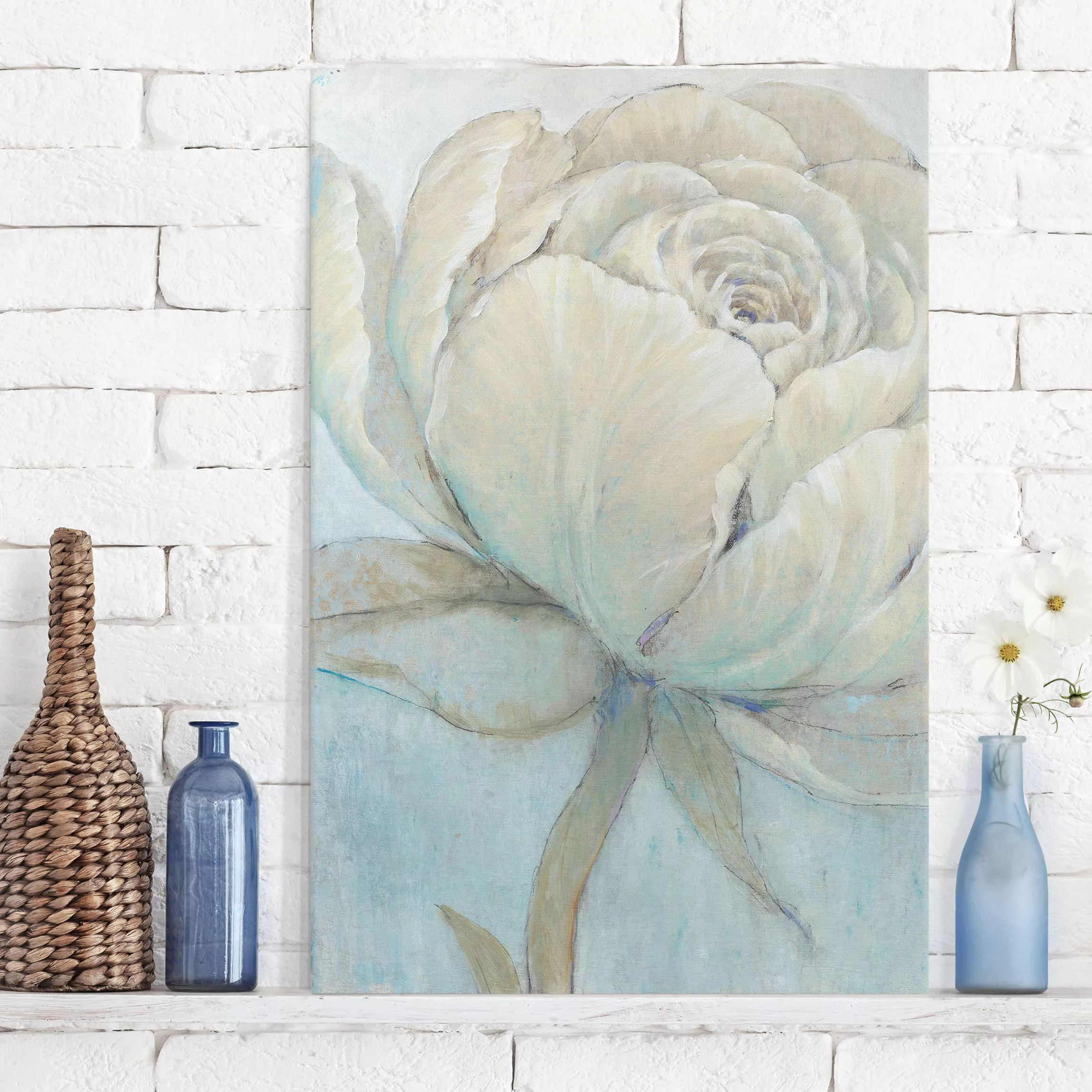 Leinwandbild Blumen - Hochformat Englische Rose Pastell günstig online kaufen