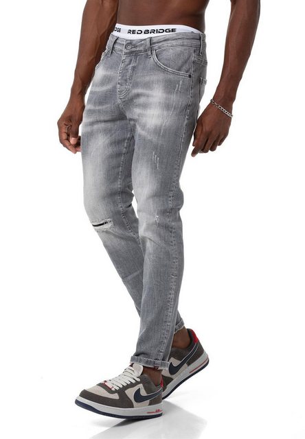 RedBridge Jeanshemd Hose Straight Leg Denim Pants Grau W29 L32 Distressed-L günstig online kaufen