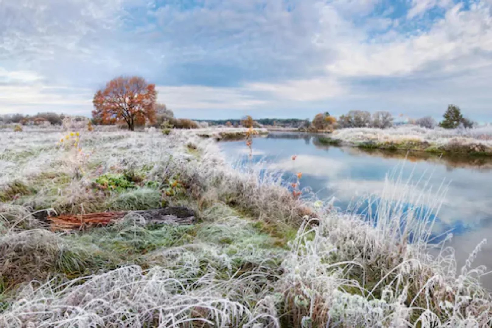 Papermoon Fototapete »Fluss in Schneelandschaft« günstig online kaufen