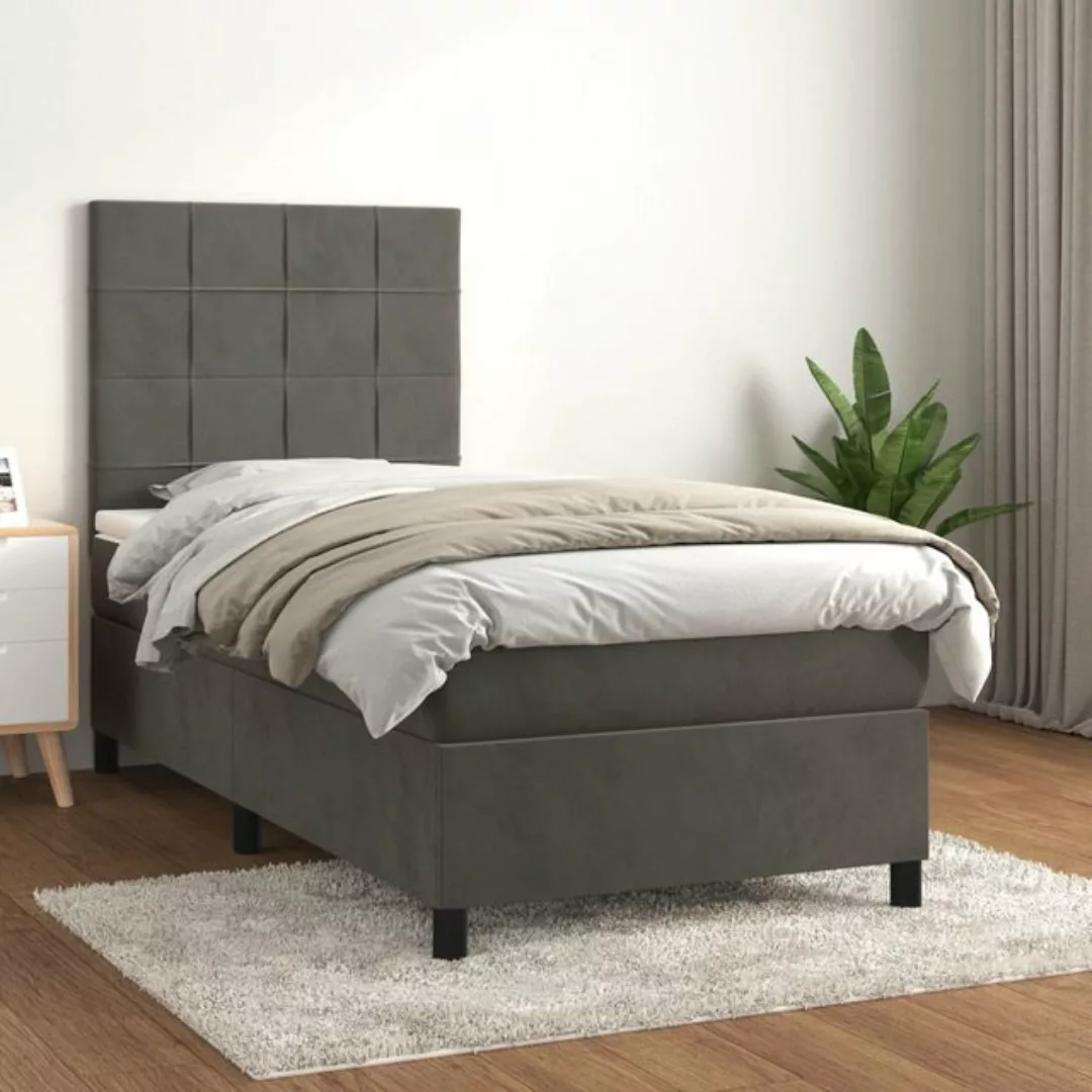 vidaXL Bett Boxspringbett mit Matratze Dunkelgrau 80x200 cm Samt günstig online kaufen