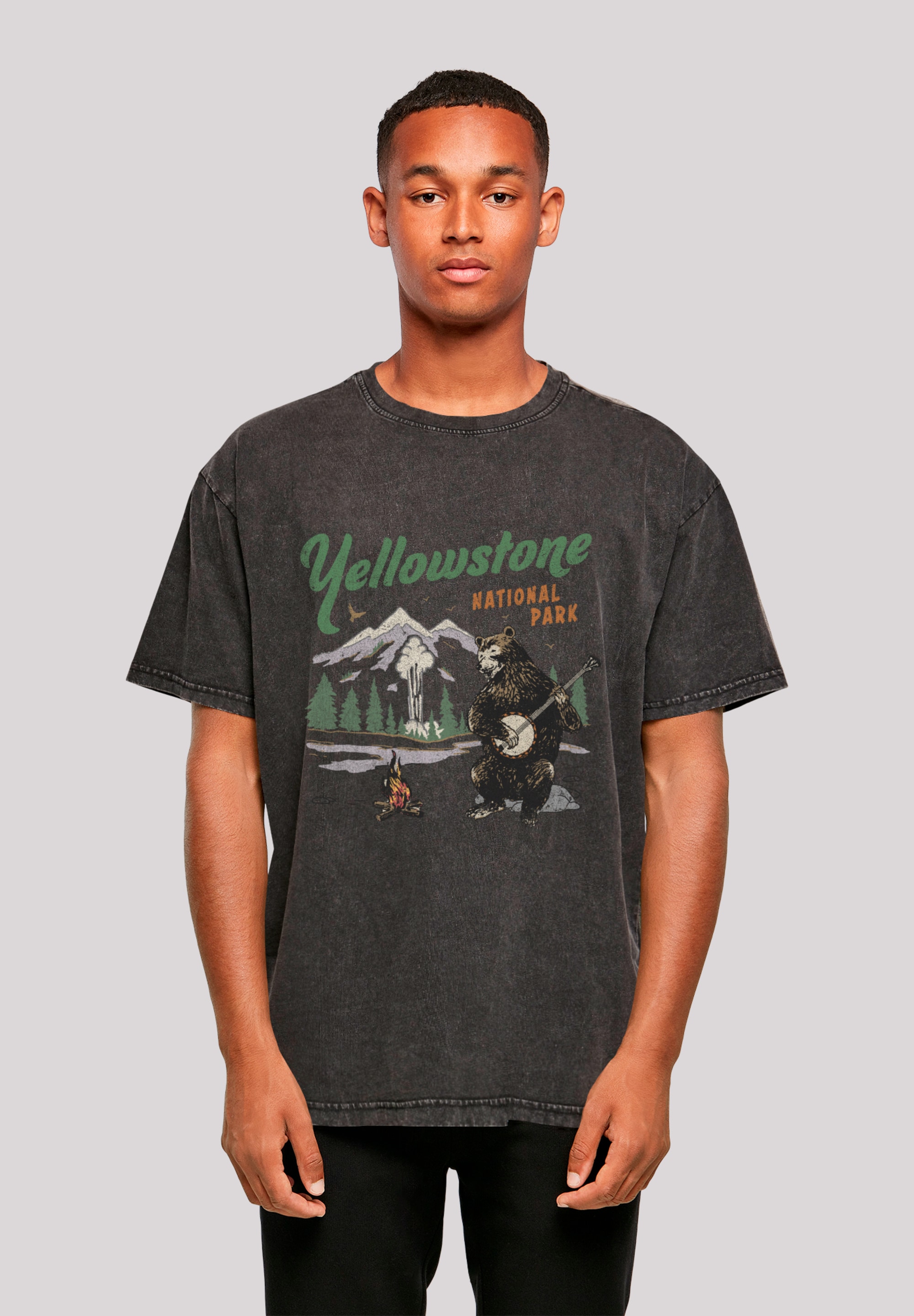 F4NT4STIC T-Shirt "US National Parks Yellowstone Bear Playing Banjo", Premi günstig online kaufen
