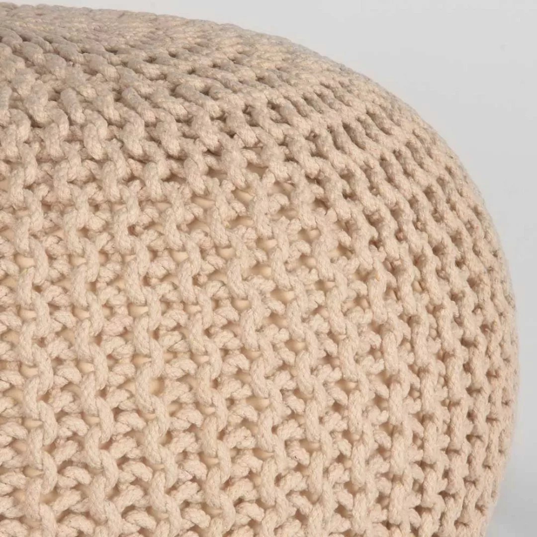 Strick Sitzpouf in Creme Weiß rund günstig online kaufen