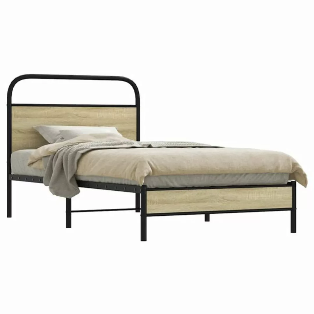 vidaXL Bett, Bettgestell ohne Matratze 100x200 cm Sonoma-Eiche Holzwerkstof günstig online kaufen