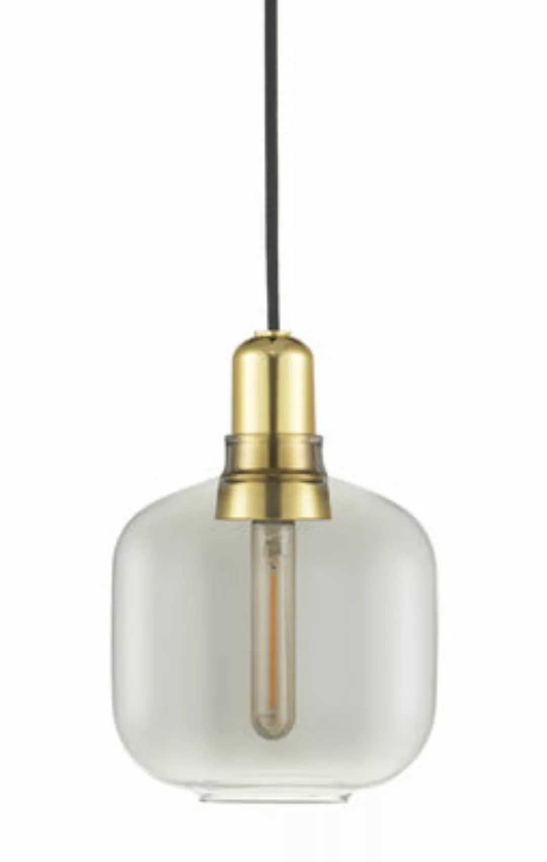 Pendelleuchte Amp Small glas grau gold / Ø 14 cm x H 17 cm - Glas & Messing günstig online kaufen