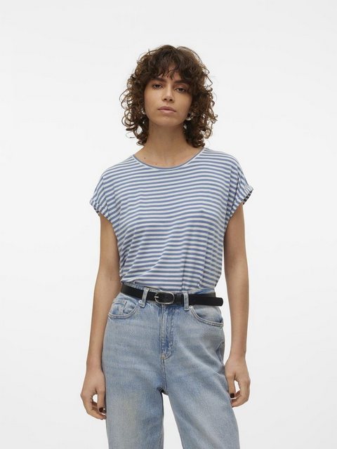 Vero Moda Rundhalsshirt "VMAVA PLAIN SS TOP STRIPE GA JRS NOOS" günstig online kaufen