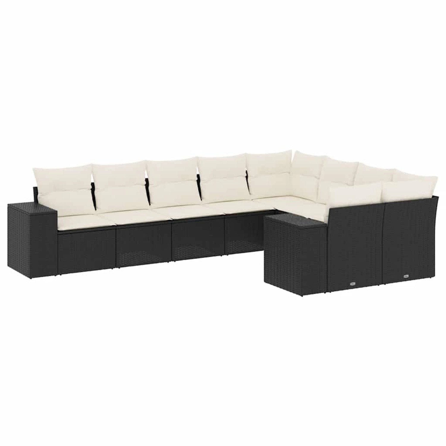 vidaXL 9-Tlg Garten-Sofagarnitur mit Kissen Schwarz Poly Rattan 3255373 günstig online kaufen