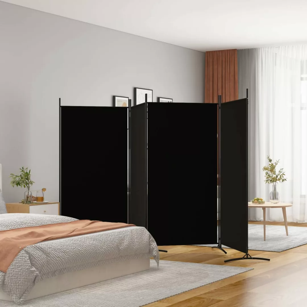 Vidaxl 4-tlg. Paravent Schwarz 346x180 Cm Stoff günstig online kaufen