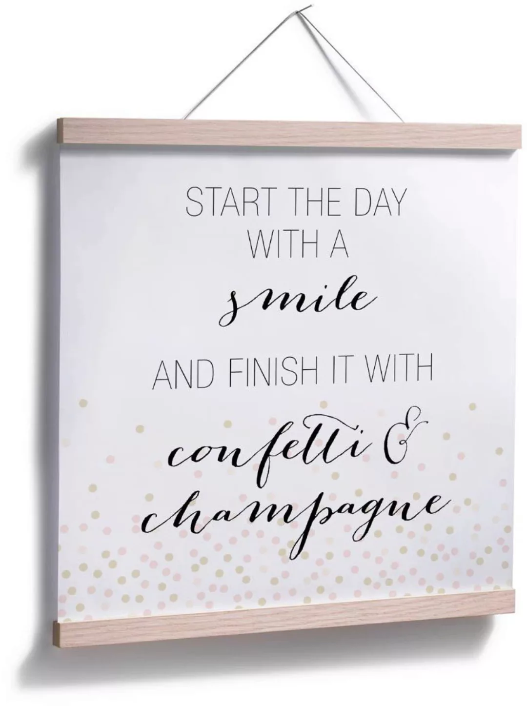 Wall-Art Poster »Start the day with a smile«, Schriftzug, (1 St.), Poster o günstig online kaufen