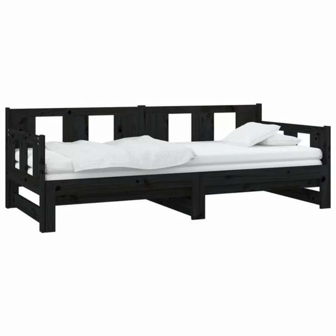 furnicato Bett Tagesbett Ausziehbar Schwarz Massivholz Kiefer 2x(80x200) cm günstig online kaufen