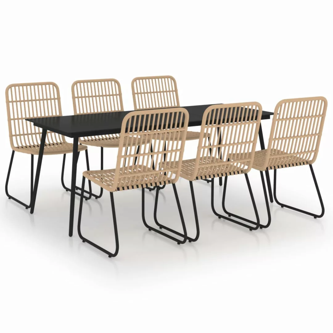 7-tlg. Garten-essgruppe Poly Rattan Und Glas günstig online kaufen