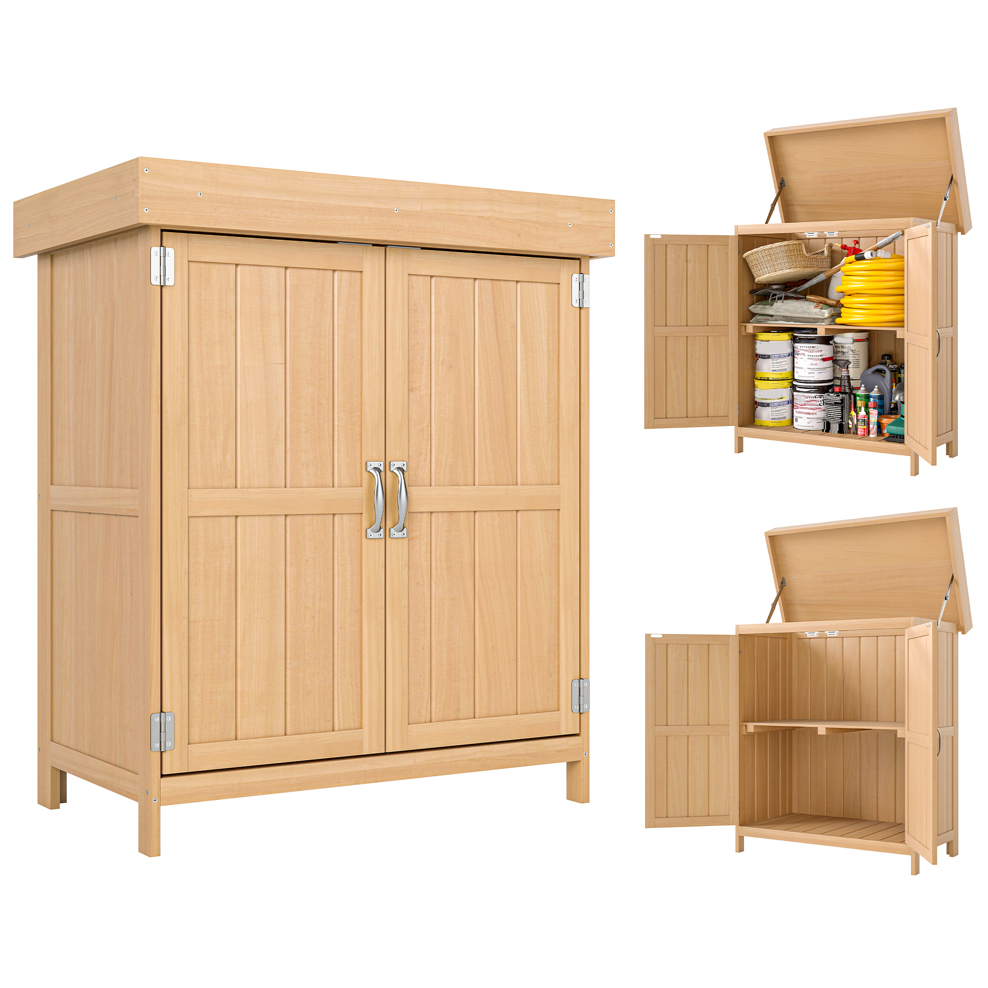 Outsunny Gartenschrank  Geräteschrank mit Doppeltür, 2 Fächer, wetterfest, günstig online kaufen