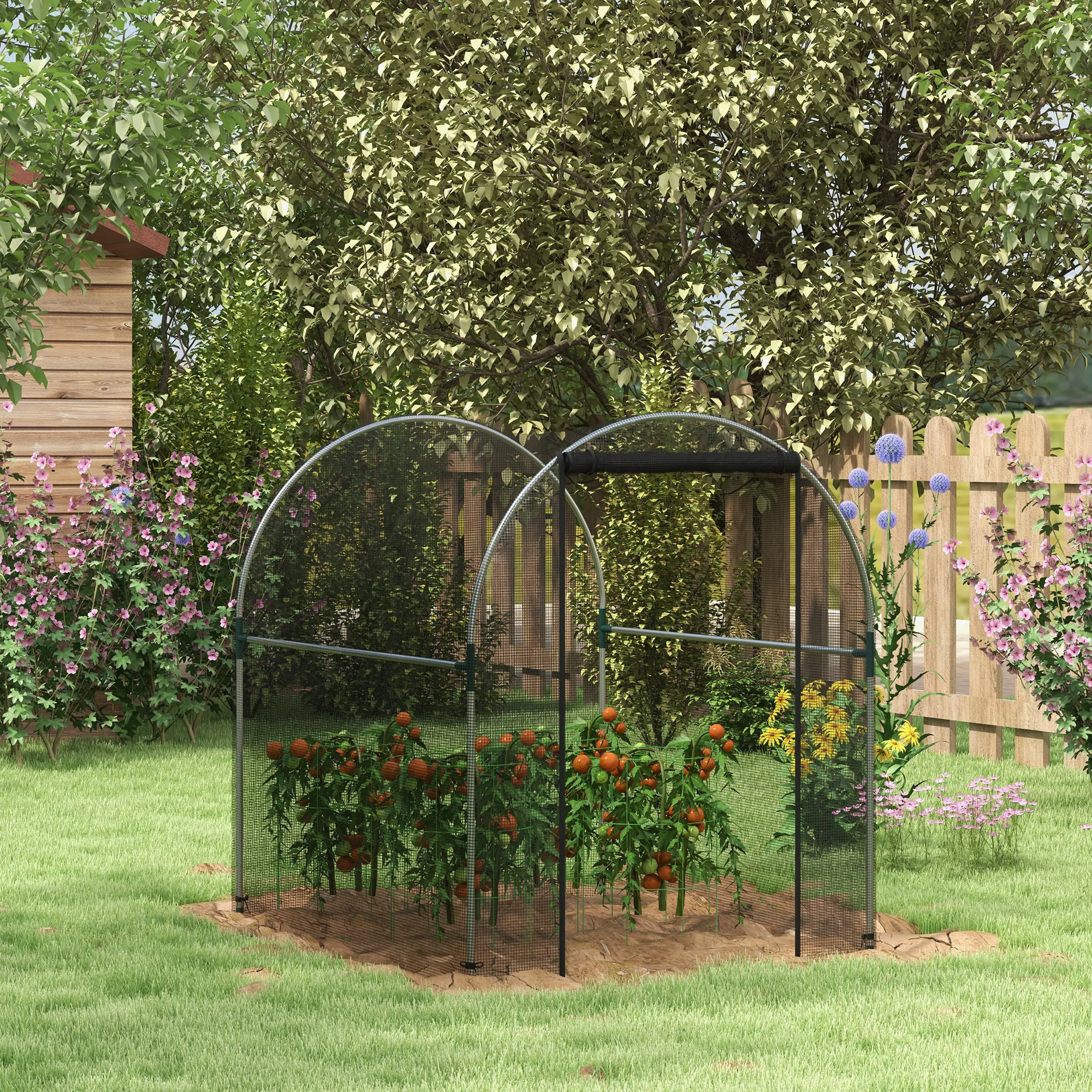 Outsunny Gartennetz Pflanzenschutzzelt mit Tür und Insektenschutz 1,2x1,5x1 günstig online kaufen