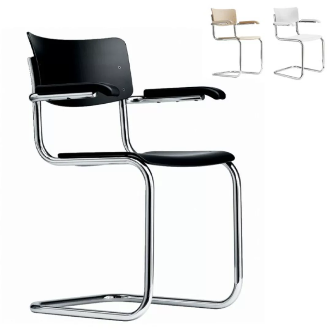 THONET S 43 F mit Armlehnen | Konfigurator | Stahlrohr-Freischwinger | Gest günstig online kaufen