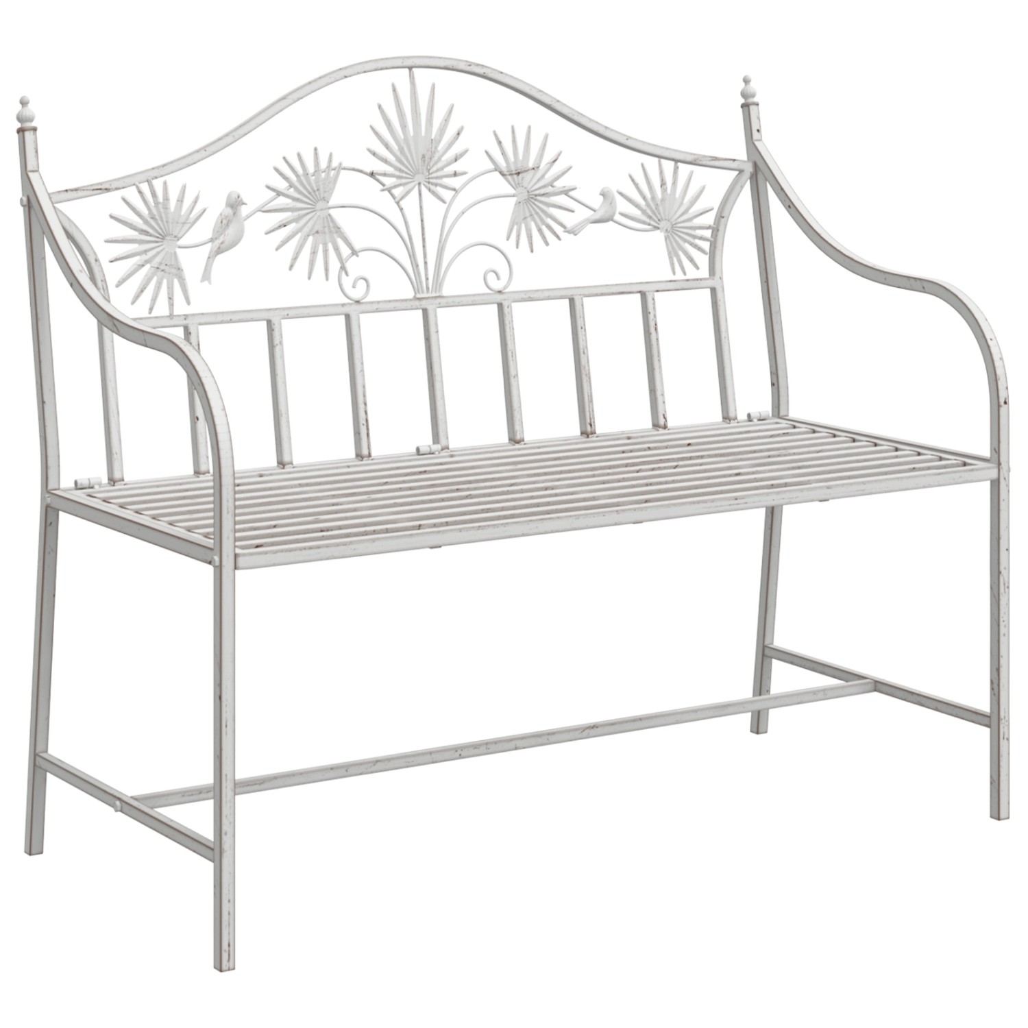 vidaXL Gartenbank Weiß Metall 104 x 52,5 x 89 cm Robust und langlebig 42008 günstig online kaufen