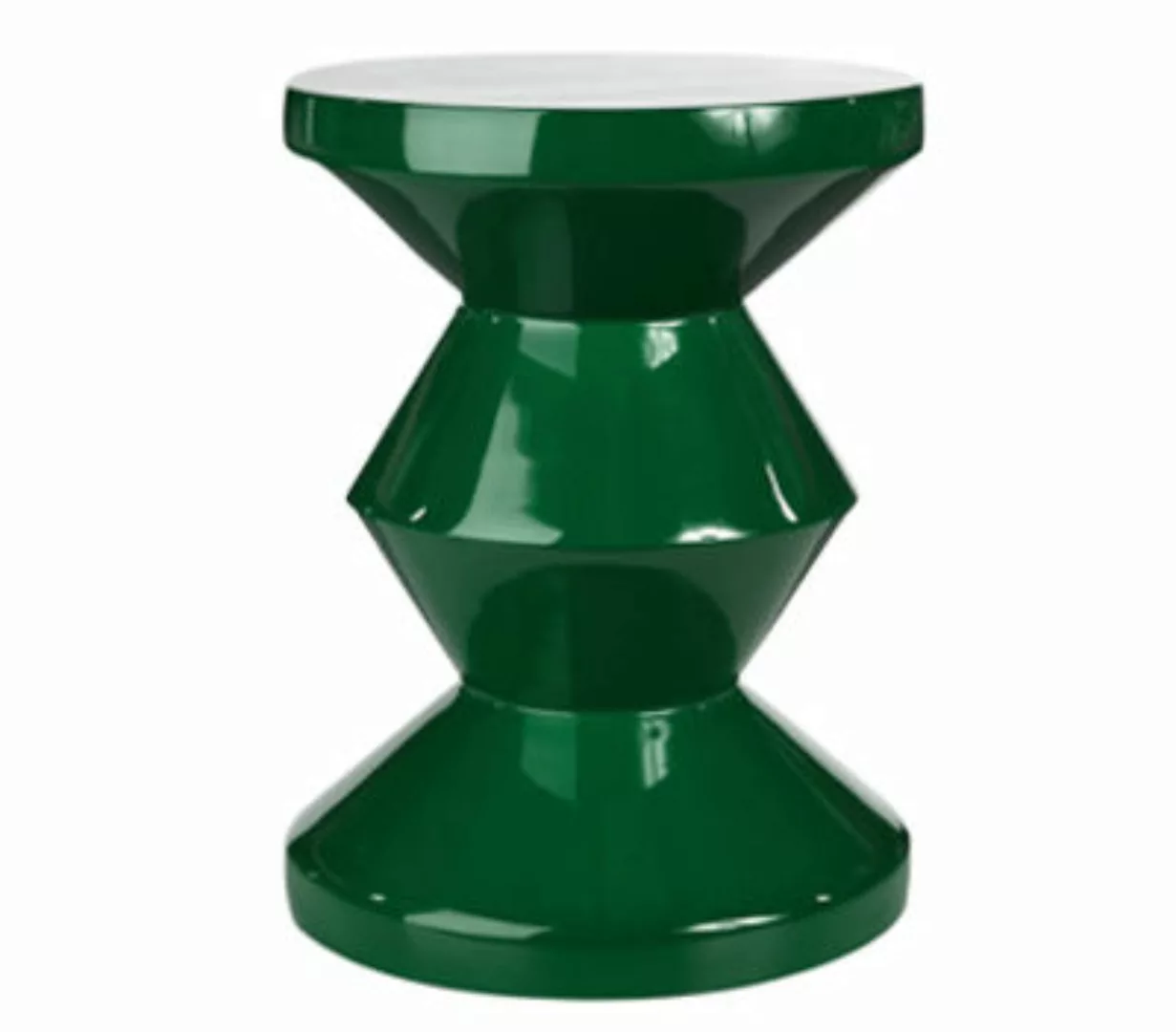 pols potten - Zig Zag Hocker - smaragdgrün/lackiert/H 46cm x Ø 35,5cm günstig online kaufen