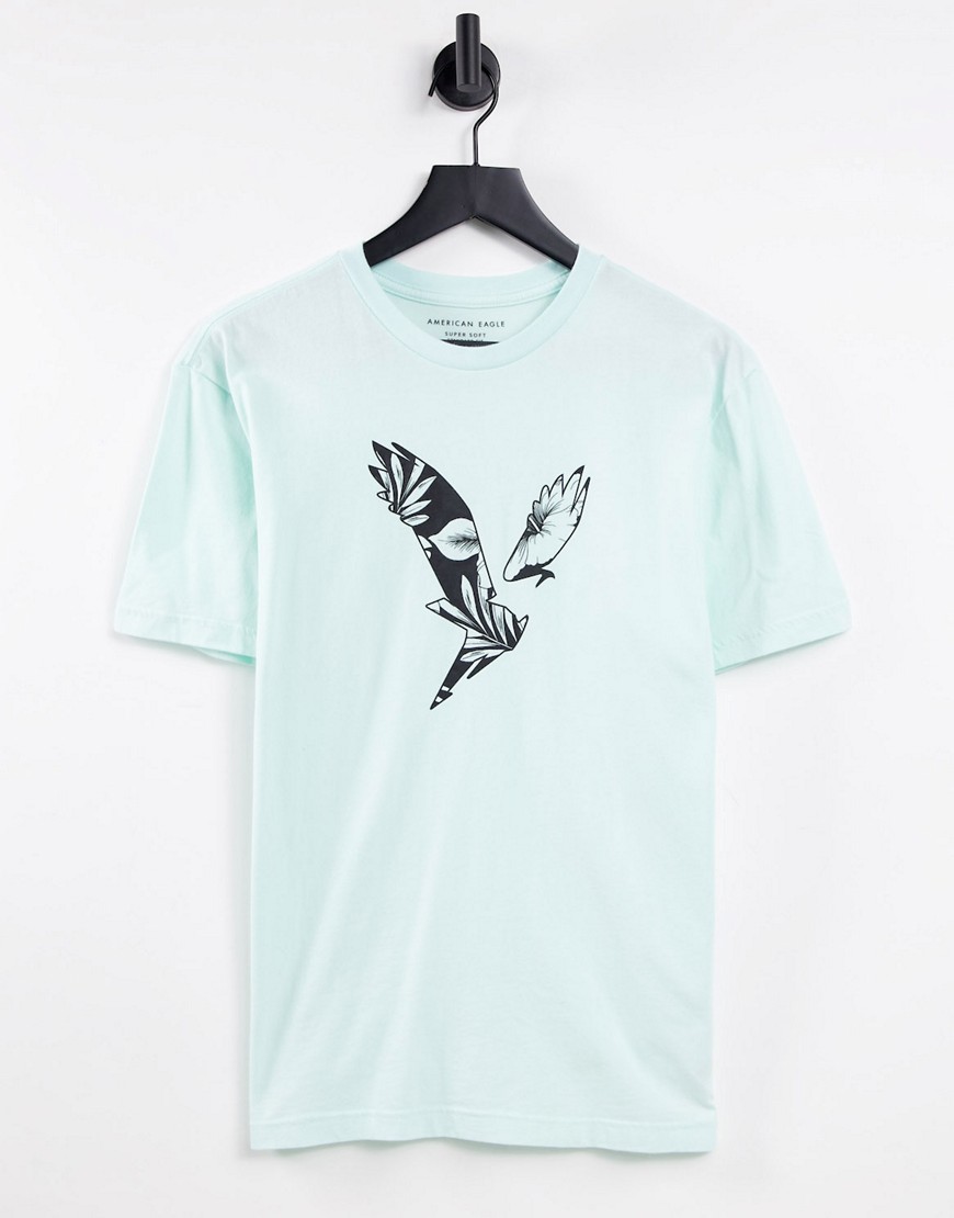 American Eagle – T-Shirt mit Logoprint auf der Brust in Minzgrün günstig online kaufen