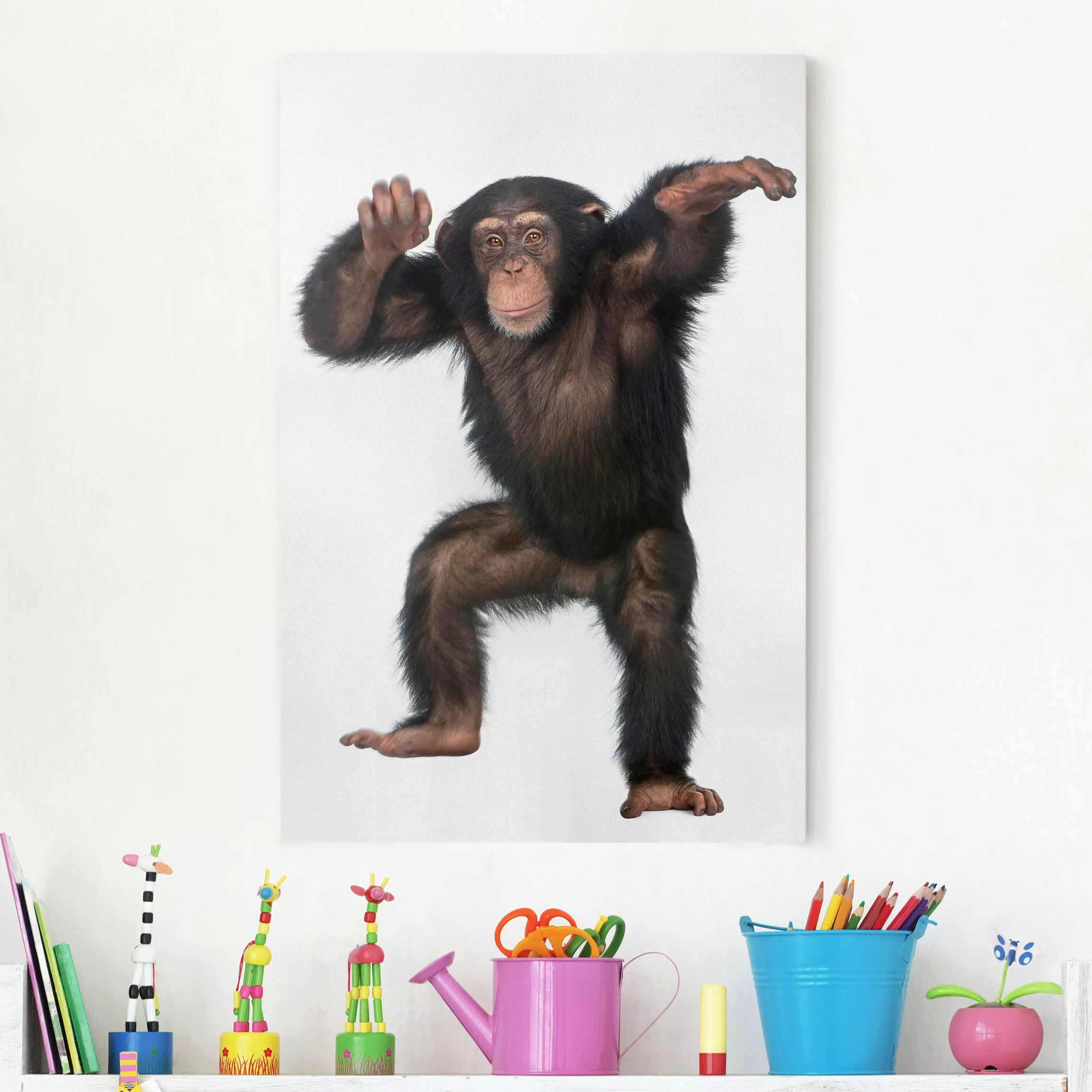 Leinwandbild Tiere - Hochformat Vergnügter Affe günstig online kaufen