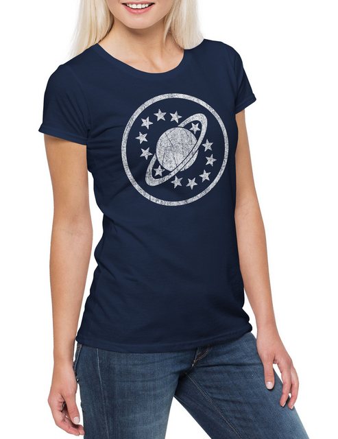 Urban Backwoods Print-Shirt Galaxy Patch Damen T-Shirt Sci-Fi Science Ficti günstig online kaufen