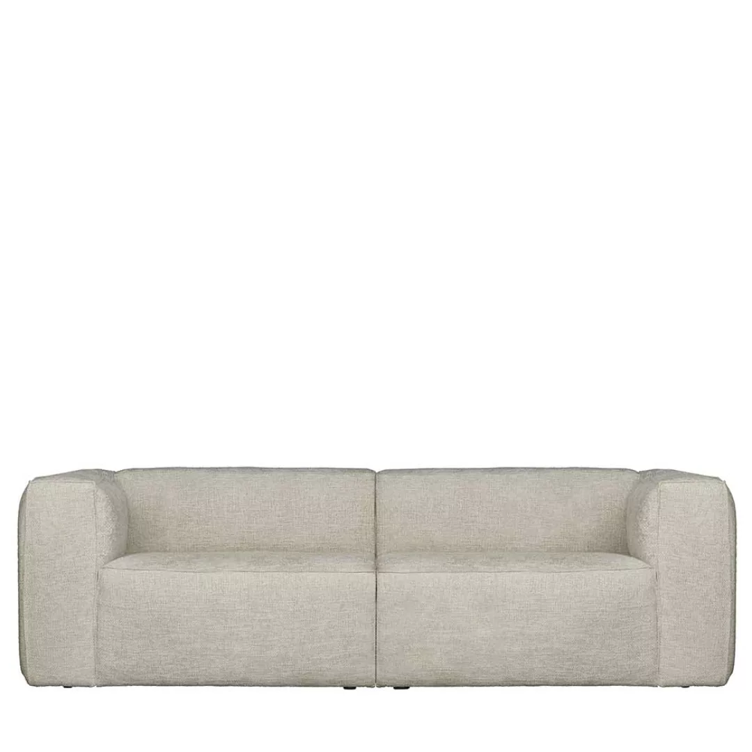 Dreisitzer Sofa in Beige meliert Strukturstoff Bezug günstig online kaufen