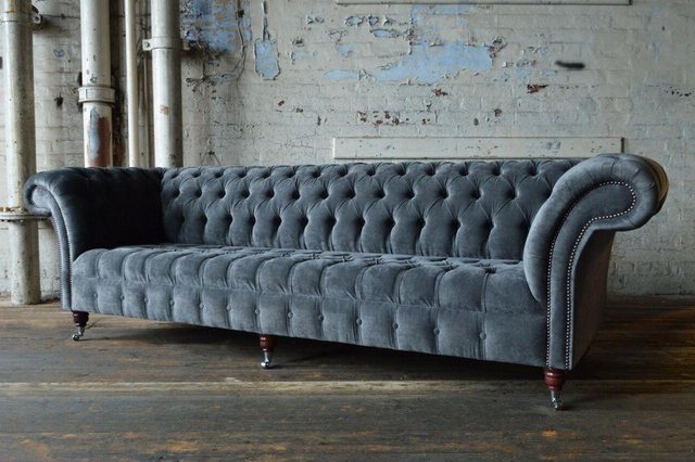 Xlmoebel 4-Sitzer Neu Chesterfield Großes Sofa mit Stoffbezug und Samtpolst günstig online kaufen