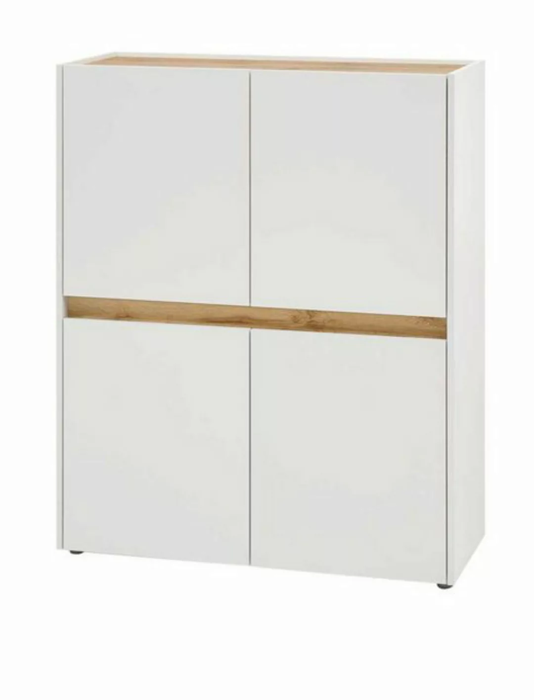 Furn.Design Aktenschrank Center (Highboard in weiß mit Wotan Eiche, 4-türig günstig online kaufen