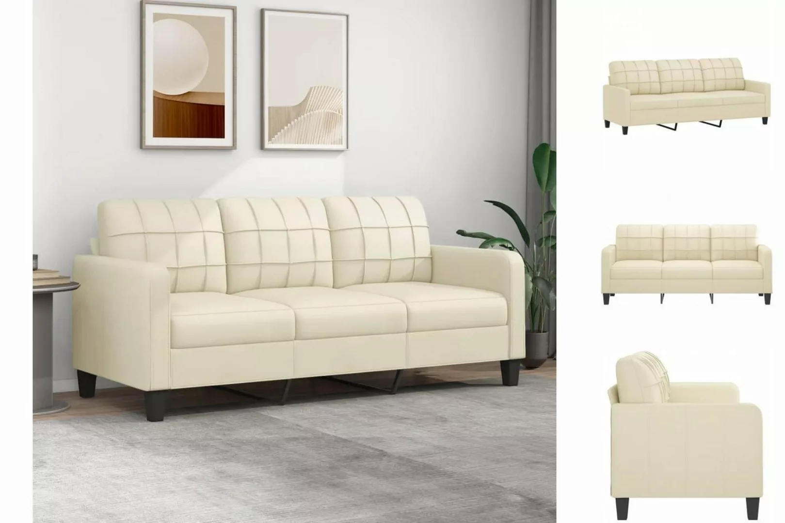 vidaXL Sofa 3-Sitzer Sofa Couch Möbel Creme 180 cm Kunstleder günstig online kaufen