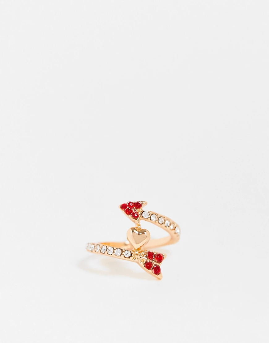 ASOS DESIGN – Goldfarbener Ring mit Herz-Pfeil-Design günstig online kaufen