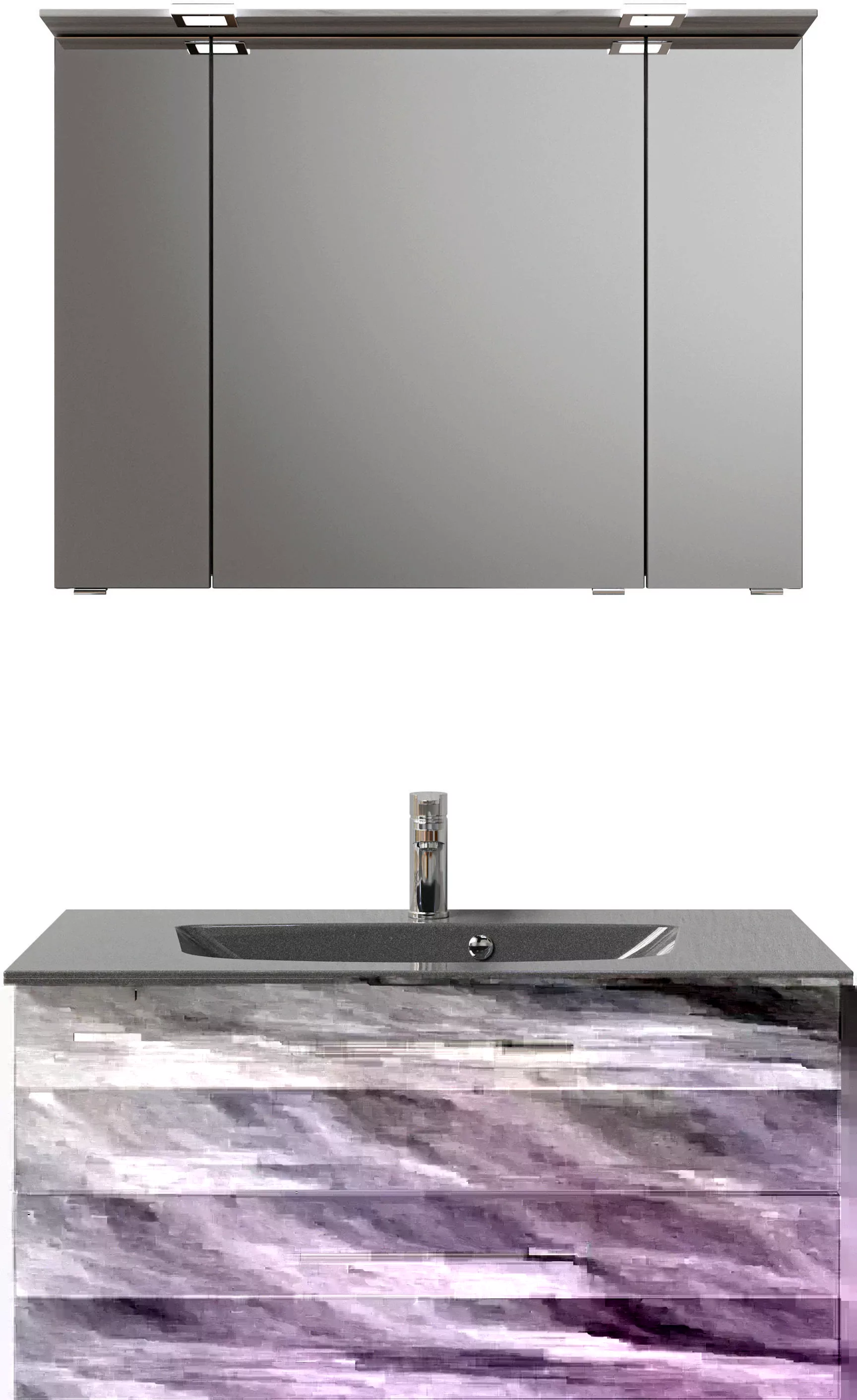 Saphir Badmöbel-Set »Serie 6025 2-teilig Mineralmarmor-Waschtisch mit LED-S günstig online kaufen